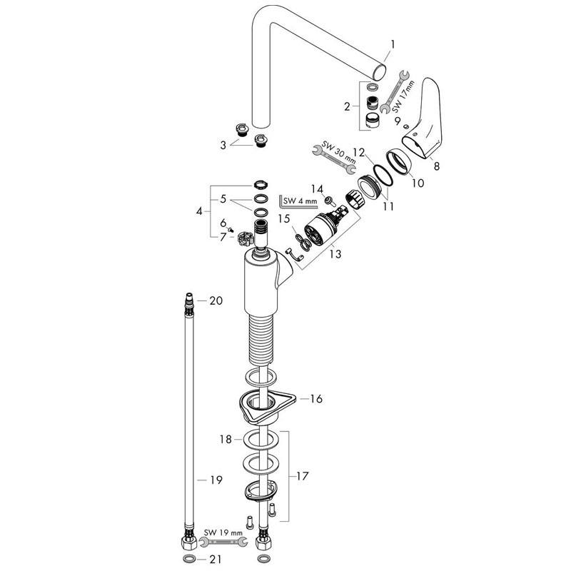 Baterie de bucatarie monocomanda, Hansgrohe, Focus, M41 280, crom