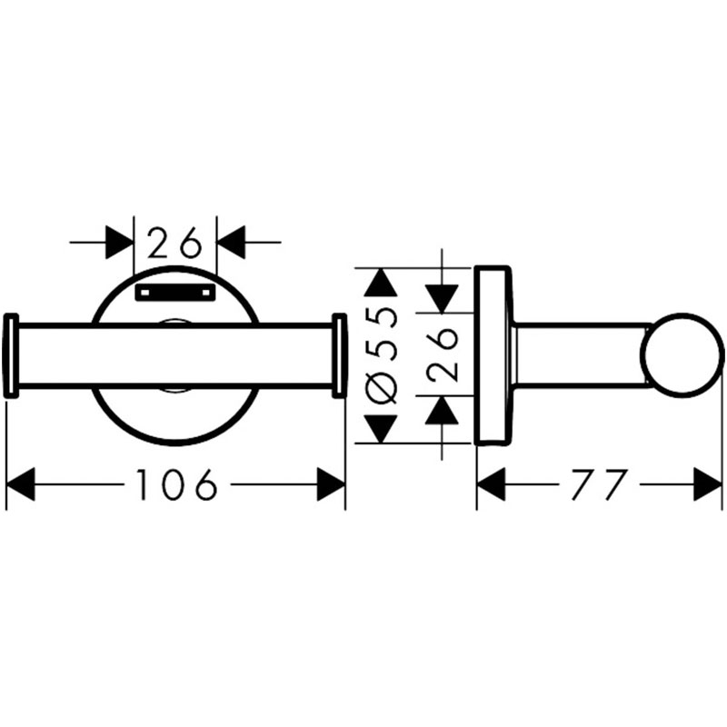 Cuier dublu Hansgrohe, Logis Universal, crom