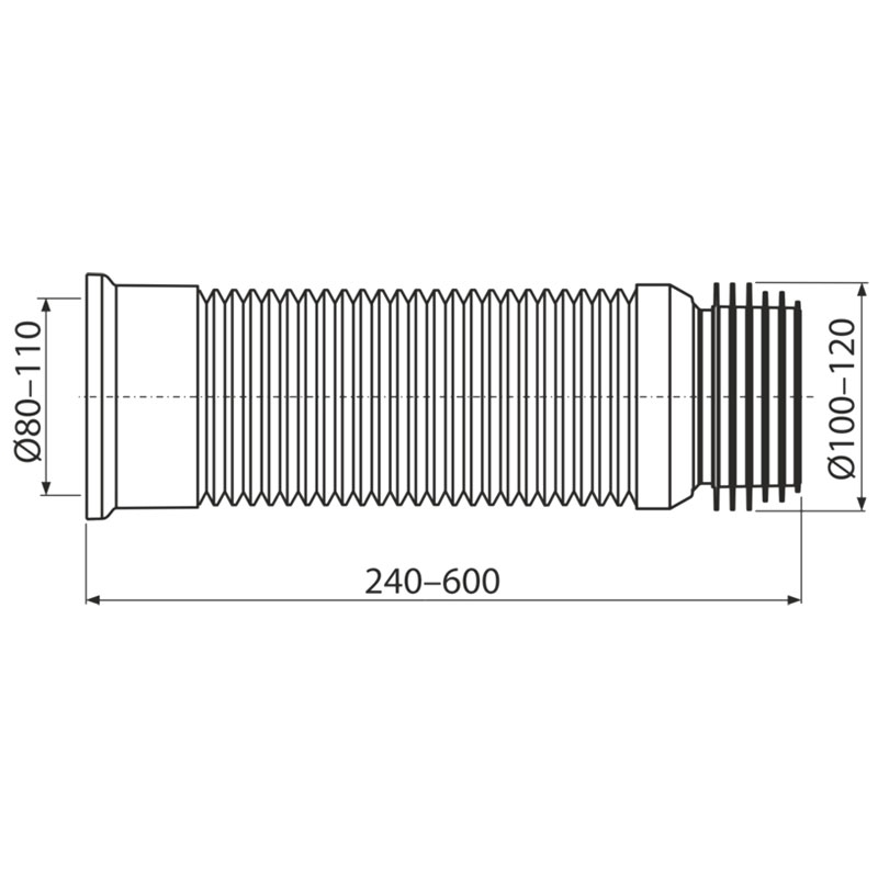 Racord flexibil Alcadrain, cu garnitura pentru vas WC, 28 - 55 cm