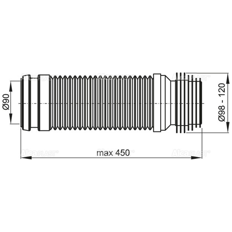 Racord flexibil Alcadrain, cu garnitura pentru vas WC, 23 - 45 cm