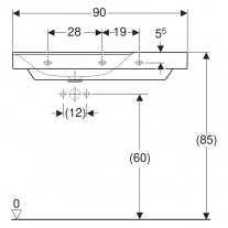 Lavoar cu blat, Geberit, Xeno2, asimetric, 90x48 cm, alb