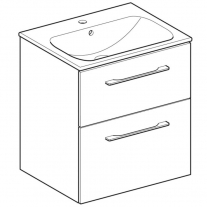 Set mobilier cu lavoar, Geberit, Selnova Square, 60 cm, nuc american hickory deschis