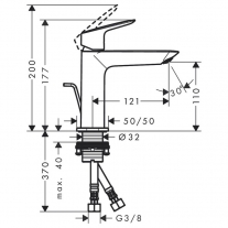 Baterie lavoar Hansgrohe, Logis Fine 110, cu ventil, crom