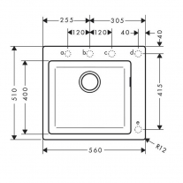 Chiuveta de bucatarie Hansgrohe, SilicaTec, 1 cuva, 56x51 cm, negru grafit