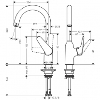 Baterie de bucatarie monocomanda, Hansgrohe, Focus, M42 220, crom