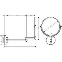 Oglinda rabatabila, Hansgrohe, Logis Universal, pentru barbierit/fardat, crom