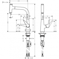 Baterie de bucatarie cu pipa extractibila, Hansgrohe, Talis Select M51 220, crom