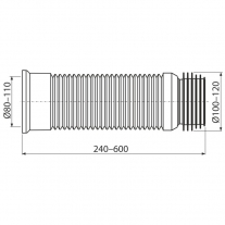 Racord flexibil Alcadrain, cu garnitura pentru vas WC, 28 - 55 cm