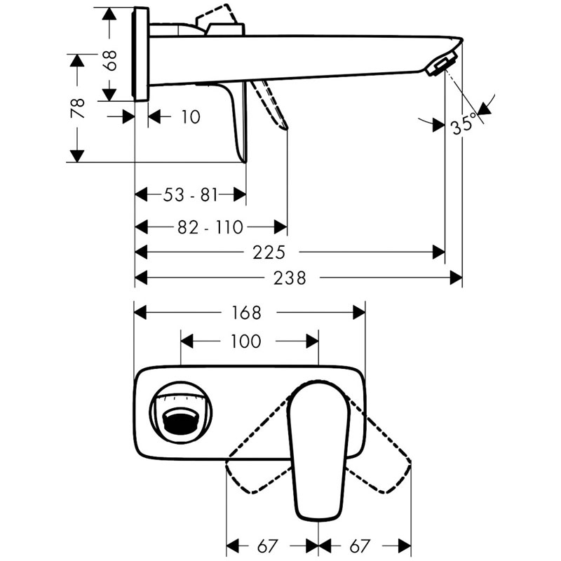 Baterie lavoar Hansgrohe, Talis E, montaj pe perete, 22.5 cm, alb mat