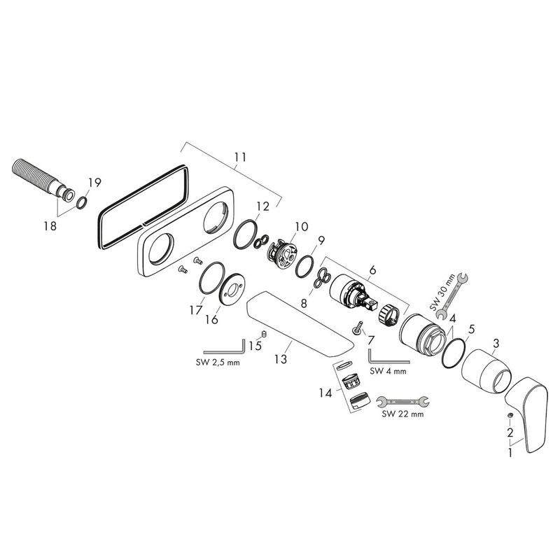 Baterie lavoar Hansgrohe, Talis E, montaj pe perete, 22.5 cm, alb mat