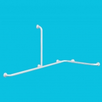 Bara de siguranta pe colt, cu tija verticala dreapta, Thermomat, 67 x 107 x 70 cm, alb