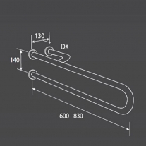Bara de siguranta cu sprijin pe dreapta, Thermomat, 60 cm, alb