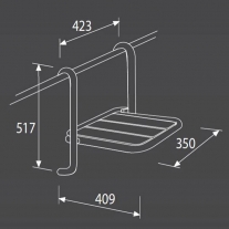 Scaun rabatabil pentru dus, atasabil la bara de siguranta orizontala, Thermomat, alb