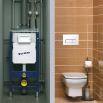 Set rezervor incastrat Geberit, Duofix, cu set fixare si clapeta alba, Delta 51, pentru vase WC suspendate