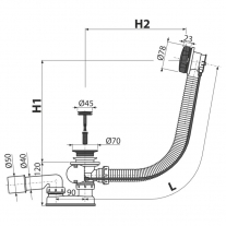 Sifon pentru cada, Alcadrain, ventil cu preaplin, negru mat