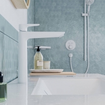 Baterie lavoar cu ventil, Hansgrohe, Talis E 240, alb mat