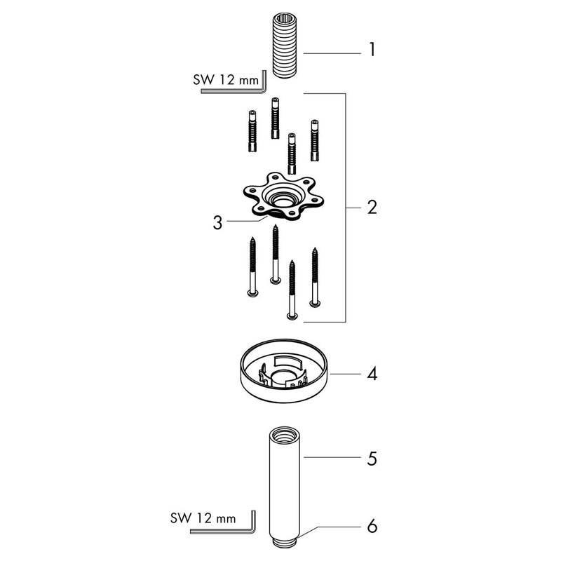 Brat de dus, Hansgrohe, cu montaj pe tavan, 10 cm, negru mat