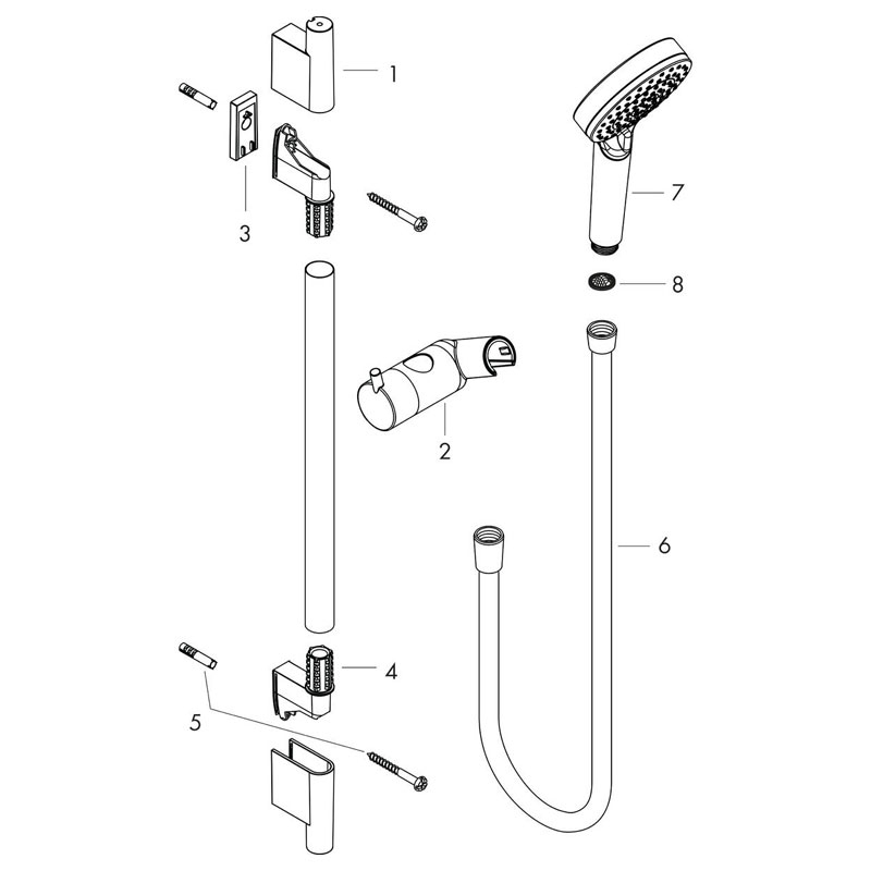 Set de dus cu bara 65 cm Hansgrohe, Vernis Blend Vario, cu furtun, negru mat