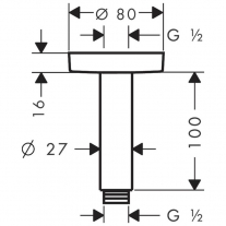  Brat de dus, Hansgrohe, cu montaj pe tavan, 10 cm, alb mat