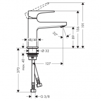 Baterie lavoar cu ventil, Hansgrohe, Metropol 100, negru mat