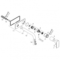 Baterie lavoar Hansgrohe, Vernis Shape, pipa 205 mm, montaj pe perete, negru mat