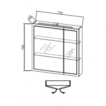 Dulap cu oglinda, 2 usi, iluminare LED, Kolpasan, Blanche, 70 cm, alb