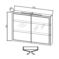 Dulap cu oglinda, Kolpasan, Blanche, 2 usi, iluminare LED, 95 cm, antracit