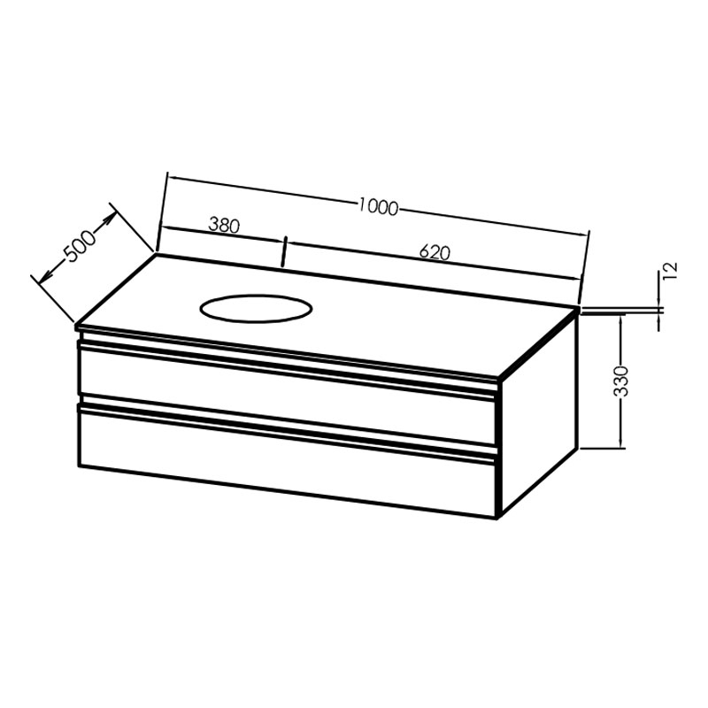 Mobilier suspendat, Kolpasan, Alexis, pentru lavoar pe blat 100 cm, Dark Concrete