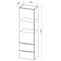 Dulap inalt suspendat, Kolpasan, Tara, cu 1 usa si 2 sertare, alb mat