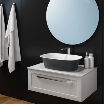 Lavoar pe blat, Kolpasan, Blanche, dreptunghiular, 53 cm, alb / antracit