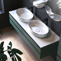 Mobilier suspendat, Kolpasan, Alexis, pentru doua lavoare pe blat 150 cm, Green