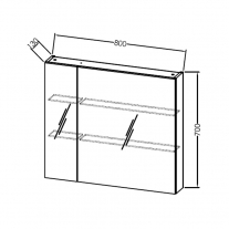Dulap suspendat cu oglinda, Kolpasan, Naomi, cu 2 usi, 80 cm, natural wood