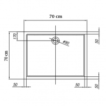 Cadita de dus, patrata, Kolpasan, Flamenco, pentru inzidire, 70 x 70 cm, alb