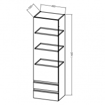 Dulap suspendat, Kolpasan, Alexis, cu 1 usa si 2 sertare, h146 cm, Craft Wood