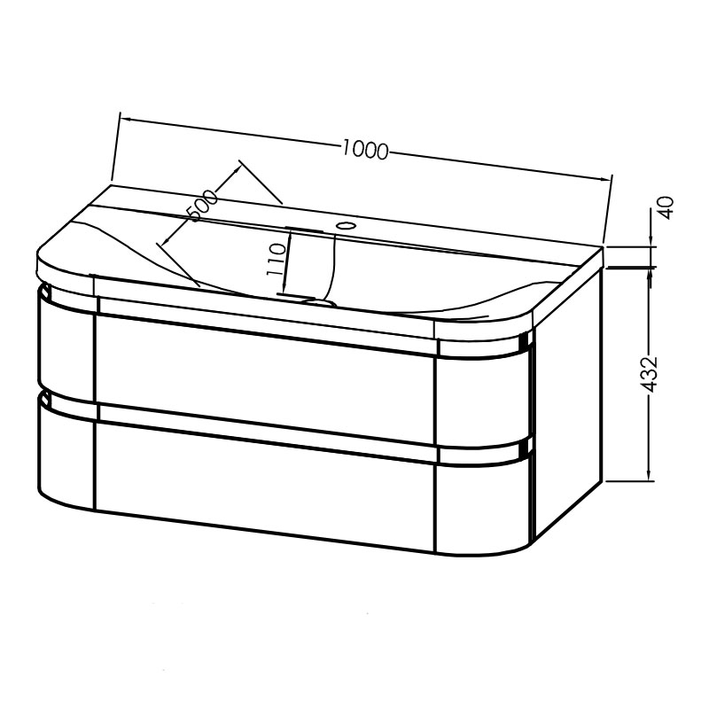 Set mobilier suspendat si lavoar, Kolpasan, Vittoria, 100 cm, bej