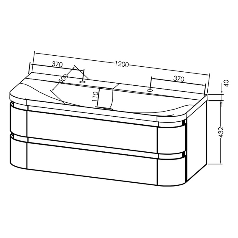Set mobilier suspendat si lavoar, Kolpasan, Vittoria, 120 cm, alb mat