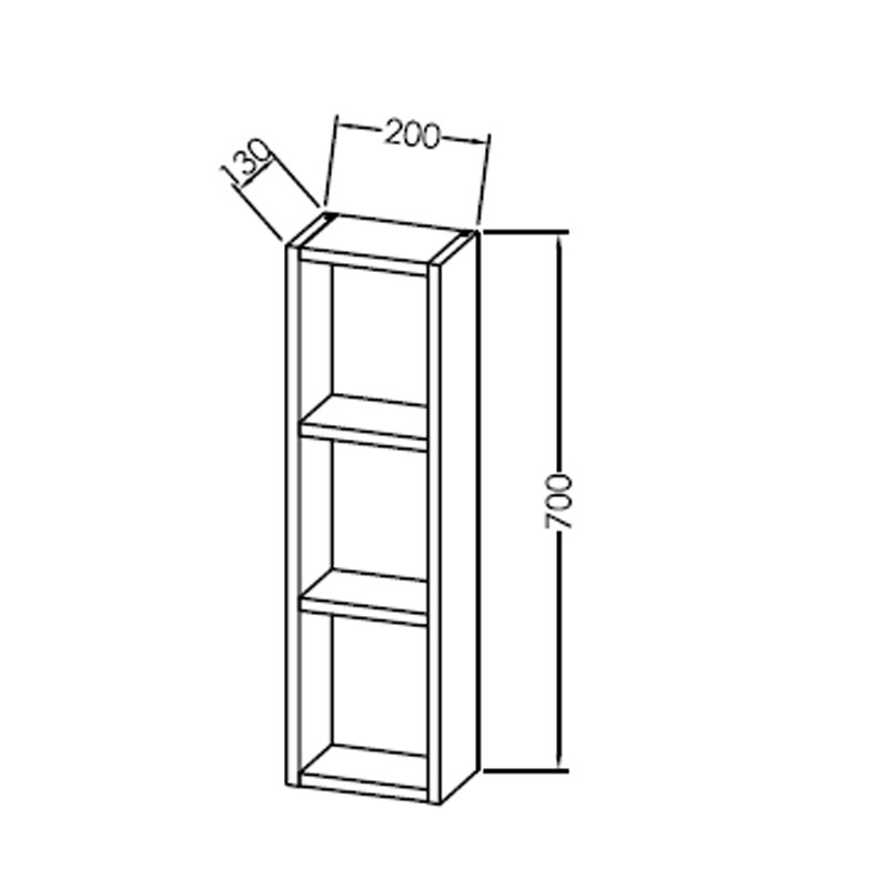 Dulapior suspendat deschis cu polite, Kolpasan, Naomi, 70 cm, dark concrete