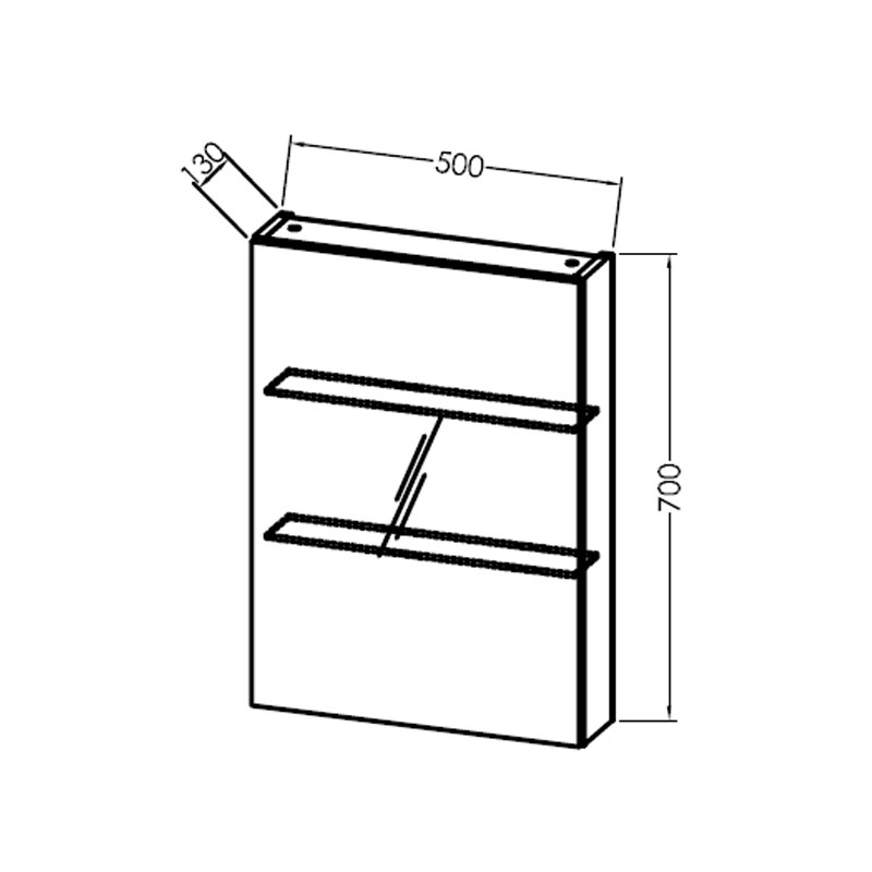Dulapior suspendat cu oglinda, Kolpasan, Naomi, 1 usa, 50 cm, natural wood