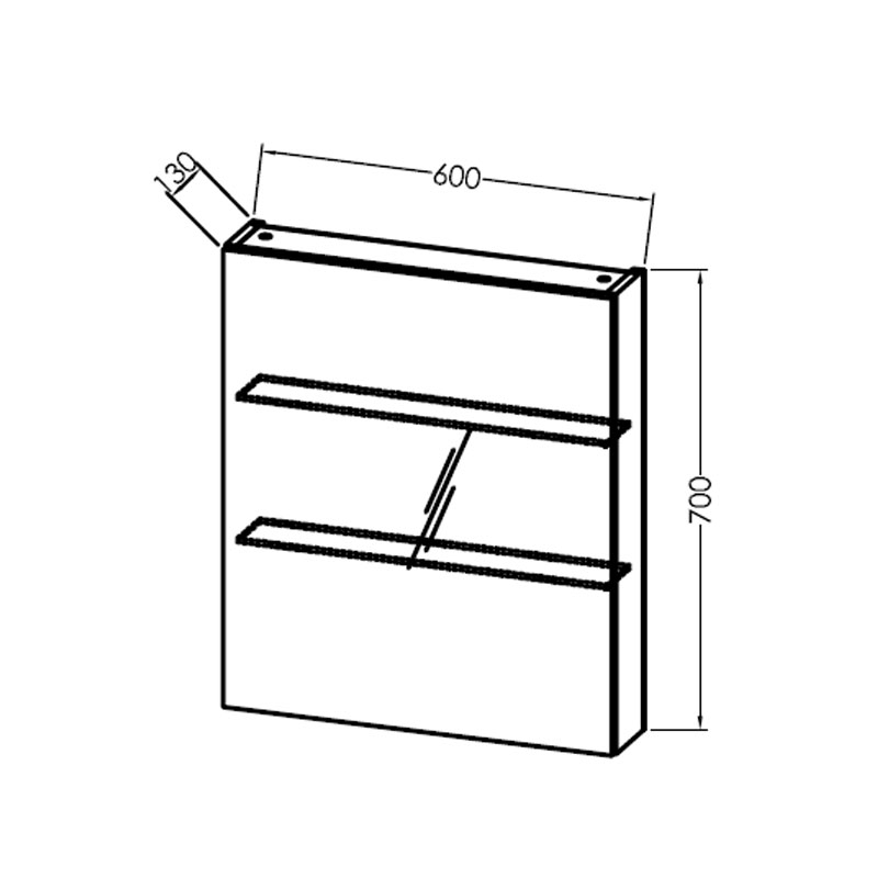 Dulapior suspendat cu oglinda si 1 usa, Kolpasan, Naomi, 60 cm, alb