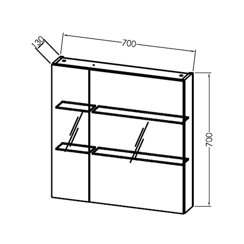 Dulapior suspendat cu oglinda si 2 usi, Kolpasan, Naomi, 70 cm, stejar deschis 