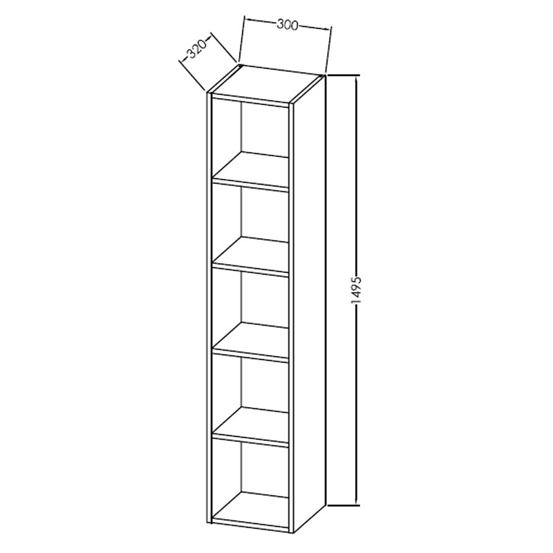 Dulap inalt deschis cu polite, Kolpasan, Naomi, 149,5 cm, natural wood