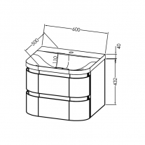 Set mobilier suspendat si lavoar, Kolpasan, Vittoria, 60 cm, alb mat