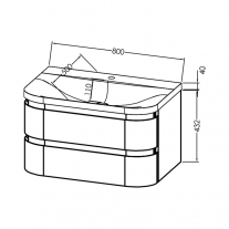 Set mobilier suspendat si lavoar, Kolpasan, Vittoria, 80 cm, gri inchis