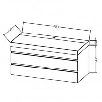  Set mobilier suspendat si lavoar, Kolpasan, Naomi, 100 cm, alb