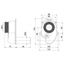 Sifon, Alcadrain, pentru pisoar si bideu, alimentare orizontala