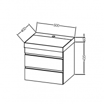 Set mobilier suspendat si lavoar, Kolpasan, Naomi, 50 cm, natural wood