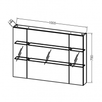 Dulap suspendat cu oglinda, Kolpasan, Naomi, cu 3 usi, 100 cm, dark concrete