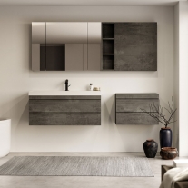 Set mobilier suspendat si lavoar, Kolpasan, Naomi, 100 cm, dark concrete