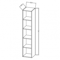 Dulap inalt deschis cu polite, Kolpasan, Naomi, 149,5 cm, natural wood