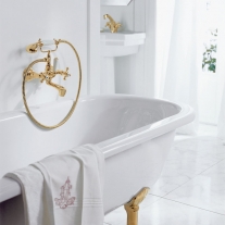 Baterie cada-dus, Kludi, Adlon, 1926, cu para de dus si furtun, placat cu aur 23 kt